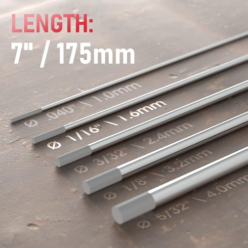 YESWELDER 10-pk TIG Welding Tungsten Electrode 2% Ceriated 1/16" x 7" (Gray, WC20/EWCe-2)