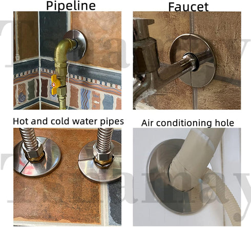 Wall Split Flange, Stainless Steel Round Escutcheon Plate for 3.58"/91mm Diameter Pipe, Pack of 2