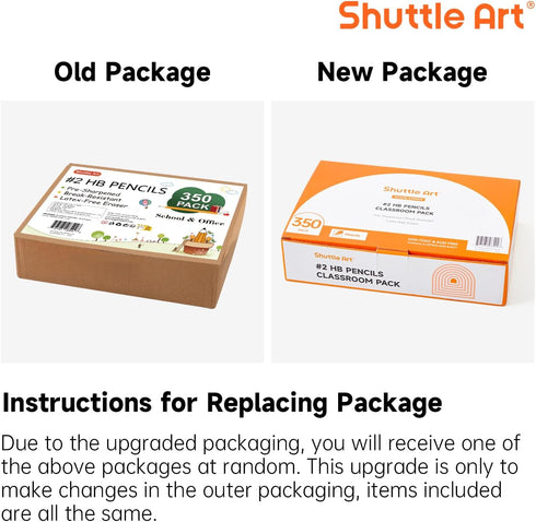 Shuttle Art 350 Pack Wood-Cased #2 HB Pencils, Sharpened Yellow Pencils with Erasers, Bulk Pack for School, Writing,