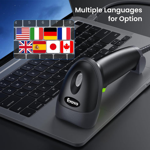 Eyoyo 2D PDF417 USB Handheld QR Code Scanner, Data Matrix Barcode Scanner, Wired Automatic Bar Code Reader with Long