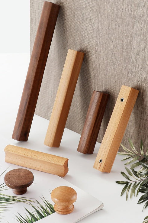 PIYYQNY 6 Pack 64mm/2.5 Inches) Cabinet Hardware Natural Wood Cabinet Pulls Drawer Wardrobe Wooden Handles Suitable