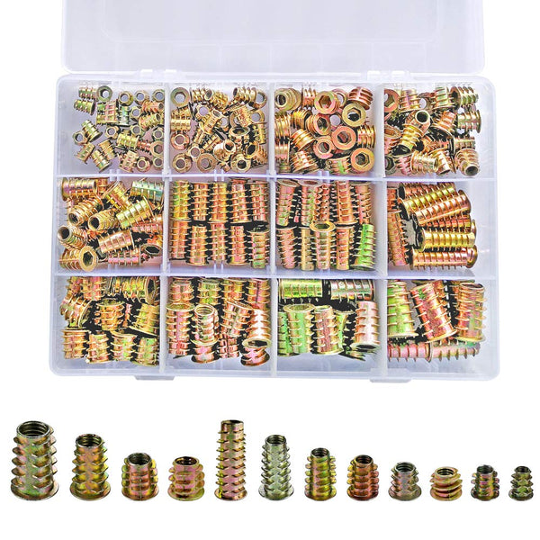 265 Pcs M4/M5/M6/M8/M10 Nut Inserts, Zinc Alloy Screw Inserts Assortment for Wood Furniture Fastener Connector