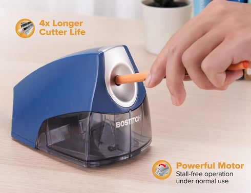 Bostitch Office Personal Electric Pencil Sharpener, Powerful Stall-Free Motor, High Capacity Shavings Tray, 7Yr Warranty, Navy Blue (EPS4-KTBLUE)