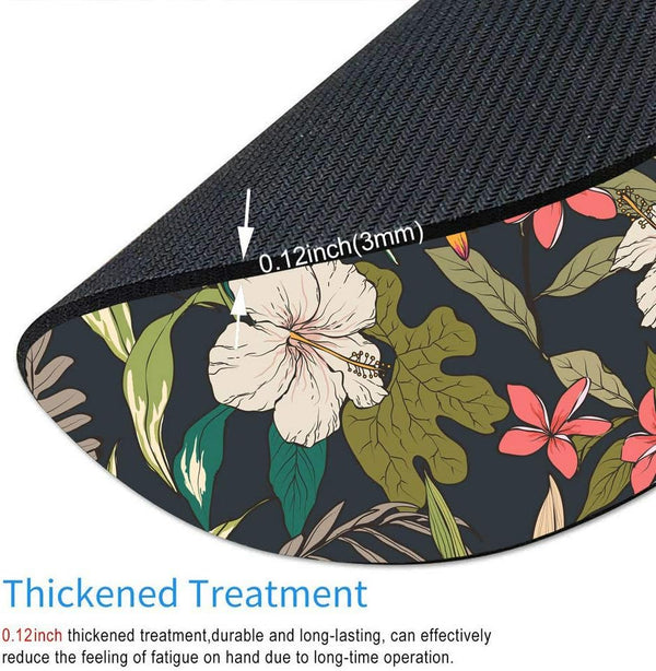 Tropical Flower Mouse Pad, Round Floral Print Mouse Mat for Office Present and Desk Accessories