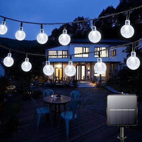 Solar String Lights Outdoor Waterproof,50LED Crystal Globe Solar String Lights,8 Mode 7M/24Ft