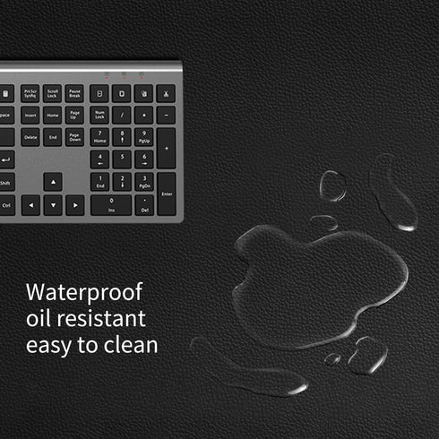 Black Leather Mouse Pad, Non-Slip PU Leather Desk Mat, Waterproof Writing Pad for Office and Home (23.6 x 11.8)