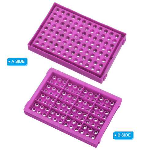 PATIKIL 96 Wells PCR Tube Rack for 0.2ml Test Strips, 4pcs Waterproof Tubes Filling Tray, Purple