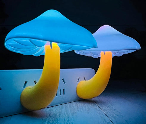 7 ZEZHOU Sensor LED Mushroom Night Light Plug in Wall Mushroom Light Magic Color Changing, Mini Dream Bed Colourful