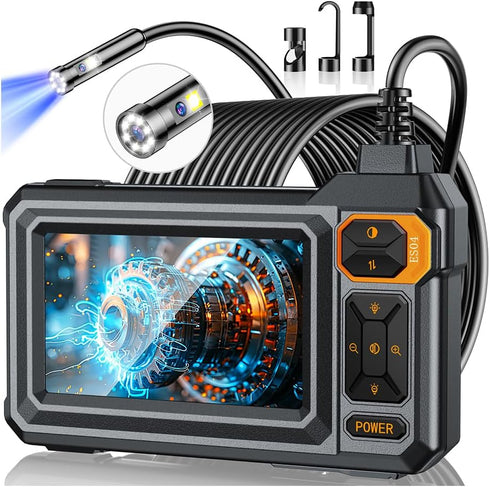 Borescope Dual Lens Endoscope Camera with Light, 4.3" IPS 1920P HD Inspection