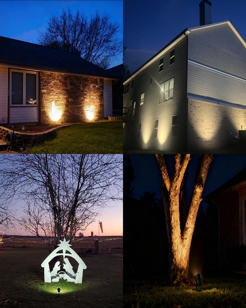 12W, 2900K 36 IP65 2 Packs HIBOITEC Plug in Outdoor Spotlight COB LED Landscape Lighting for Yard Trees & Garden, UL