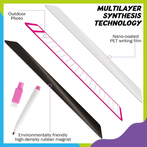 Set of 20 Magnetic Dry Erase Board Notepads for Fridge 11.8 x 3.94'' with Erasable Pen and Board Eraser