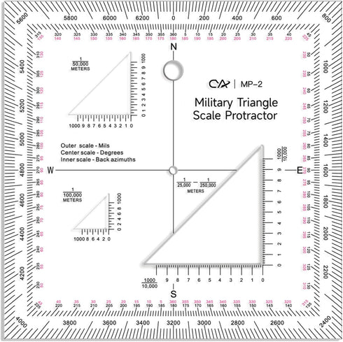 CYA Military Map Protractor Coordinate Scale Map for Land Navigation, Military Style UTM/MGRS