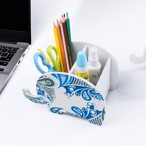 MOKANI Cute Elephant Pen Pencil Holder for Desk, Desk Organizer Marker Makeup Brush Holders, Office Decor Accessories