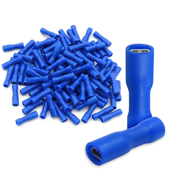 Baomain 100-Pack Female Quick Disconnect Spade Terminals, 0.11", 16-14 AWG, Fully Insulated Crimp Connectors