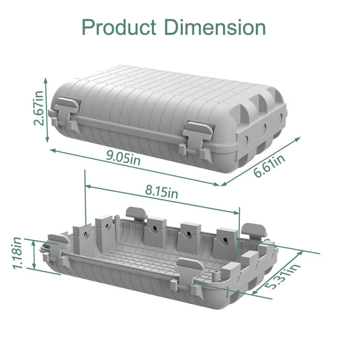Outdoor Waterproof Electrical Cord Box, Large Extension Cord Cover for Power Strip, IP54 Water-Resistant - Grey