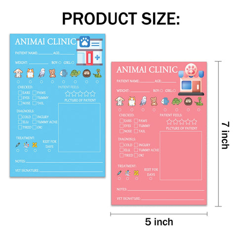 5x7 Inch Notepad,50 FENGHERUIA Veterinarian Play Notepad for Boys and Girls Pretend Vet Animal Clinic Imaginative Role