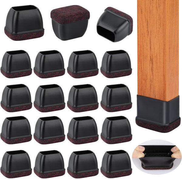 32 Pcs Rectangle Chair Leg Floor Protectors, Silicone Chair Leg Protectors for