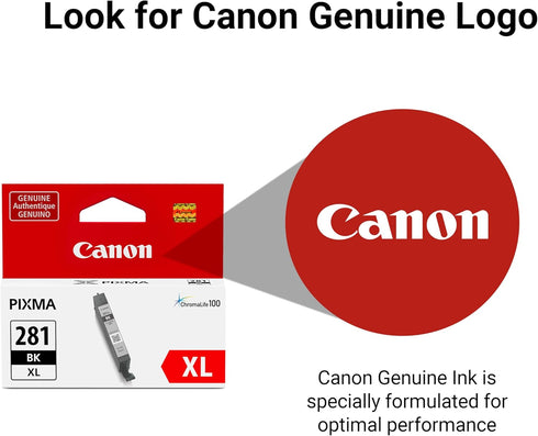 Canon CLI-281 XL Genuine Black Ink Tank, Compatible with TR8520, TS9120, TS8120, TS6120, TS9521C/a Series