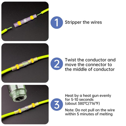 400PCS Solder Seal Wire Connectors, Heat Shrink Butt Connectors Waterproof Wire Electrical Connector Kit