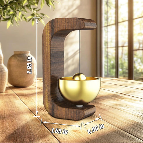 Magnetic Shopkeepers Bell for Door Opening Decorative Wooden Chime with Brass Bell,Easy Magnetic Mount