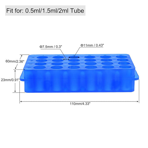 MECCANIXITY Centrifuge Tube Rack 11mm/7.5mm Hole 24-Well Double Panel Polypropylene for 0.5ml/1.5ml/2ml Tube