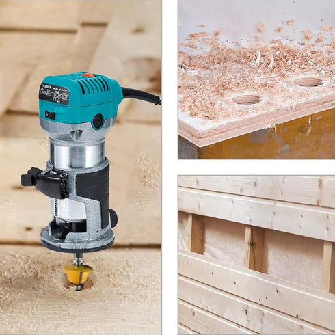 Elzenzhine 110V 800W 30000RPM 15 1/4 inch Set, 6 Router Tool, Compact Wood Router Tool Electric Handheld Palm Routers