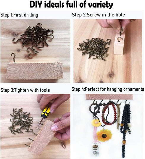 Antique Brass Ceiling Hooks, 7/8'' Vintage Bronze Cup Hook, Screw-in Light Hooks (40 Pack)