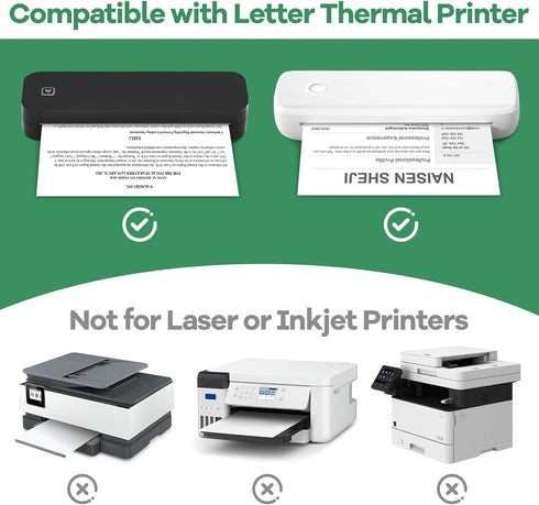 TUXIYA 5 8.5"x11" 130 Rolls Thermal Printer Paper US Letter Size, BPA free Quick-Dry Thermal Paper,Thermal Printing