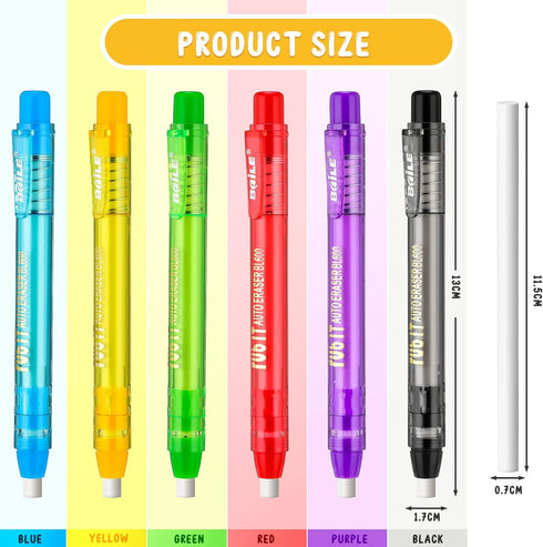 Crtiin 30 Pcs Retractable Erasers, Pen Style Mechanical Eraser, Funny Portable with Grip for Artists or Students
