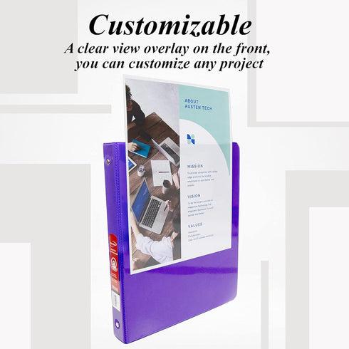 BAZIC 3 Ring Binder, 1" Economy View Organizer, Purple, Holds 175 Sheets for School Office Home