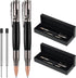 Chinco 2 Pieces Bolt Action Pen - Wood Ballpoint Solid Brass Bullet Shaped Metal Pen with 2 Refills and Present Boxes
