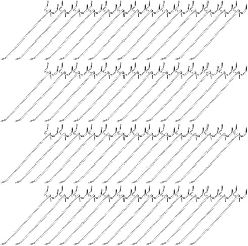 100 Pack Stainless Steel Peg Board Hooks, 8 Inch Hanging Holders for 1/8 and 1/4 Pegboard, Garage Storage Organizer