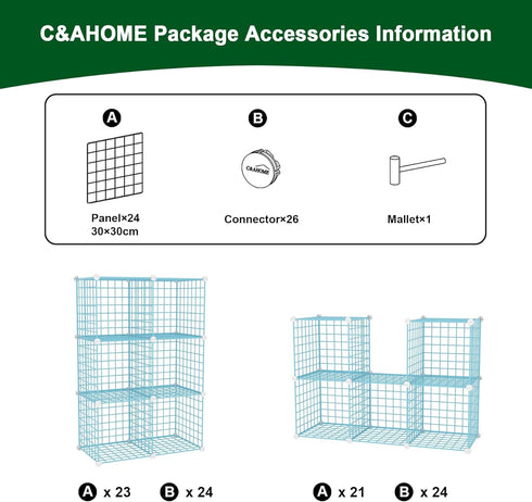 6 Closet 36.6L 12.4W 36.6H, UWCS3006B C&AHOME Wire Cube Storage, - Cube Organizer Metal C Grids, Modular Shelves Units