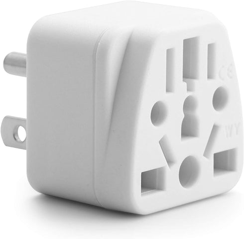 US Travel Plug Adapter, Unidapt EU/UK/AU/CN/JP/Asia/Italy/Brazil to USA Type B, Grounded Wall Plug Converter
