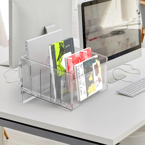 File Sorter Organizer, 5 Sections Acrylic Letter Tray for Desk, Mail Organizer Holder for Envelopes, Mail, Electronics