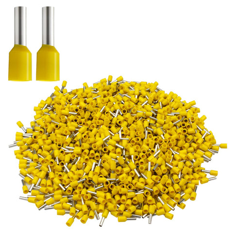 XHF 1000 PCS AWG 16/1.5mm² Wire Ferrules - Insulated Copper Crimp Connectors, Crimp Pin Cord End Terminals Yellow
