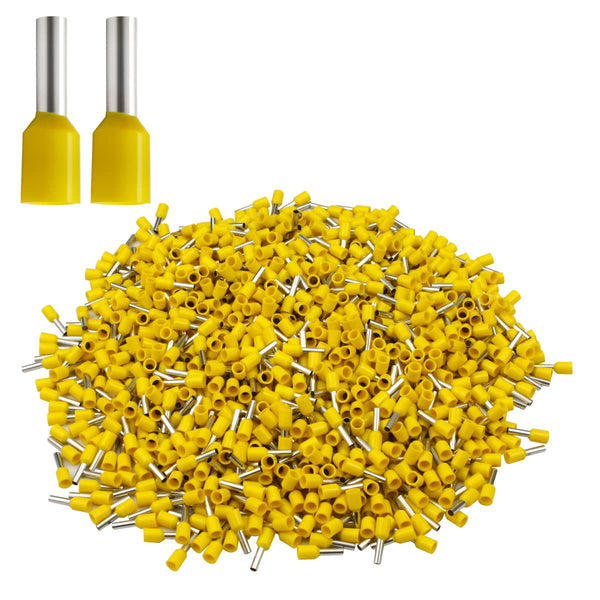 XHF 1000 PCS AWG 18/1.0mm² Insulated Copper Wire Ferrules, Crimp Pin Cord End Terminals, Yellow