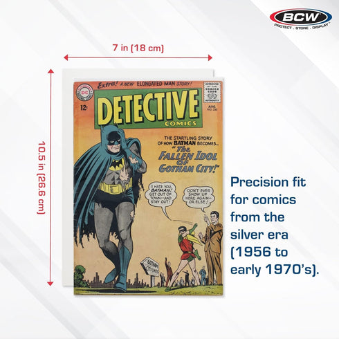 BCW Silver Comic Book Backing Boards 7" x 10.5" – 100 Pack, Certified Acid-Free