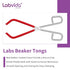 Labs Beaker Tongs, Durable Nickel Plated Steel Tool for 50mL - 2000mL Capacity Beaker, Red Rubber Coated Ends