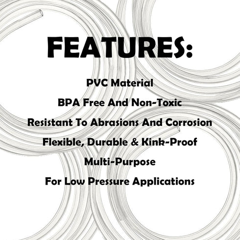 50 Feet PVC- 5/8" ID Clear Vinyl Tubing, Food Grade Multipurpose Tube for Beer Line, Kegerator, Wine Making