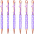 Gullor 6 Pieces Black Ink Pens: Medium Point Ballpoint Crystal Pen with Four-leaf Clover, Purple