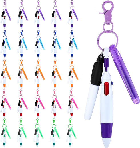 Sherr 25 Sets Mini Highlighter Nurse Pens, Retractable Shuttle Pens, Highlighter Pen, Nursing Keychain