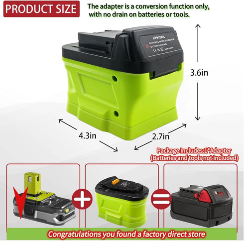 for Ryobi for Milwaukee Battery Adapter Converter,Replacement for Milwaukee 18V Battery,Cordless Power Tool Adaptor