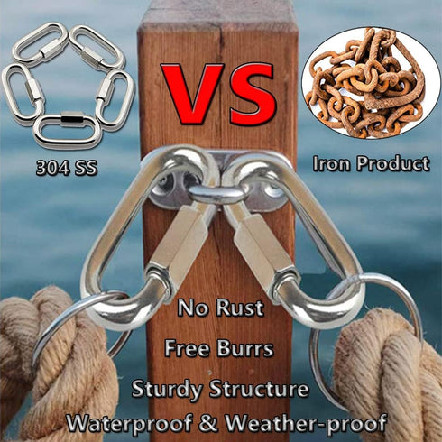 Quick Link, Lsqurel 304 Stainless Steel D Shape Locking Carabiner for Outdoor Use, Capacity 200lb to 3000lb