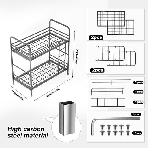 CRXCRY 2 Desktop Shelf Organizer, Tier k Organizer Storage Rack and Frees Up The Space of The Desk, Small Metal