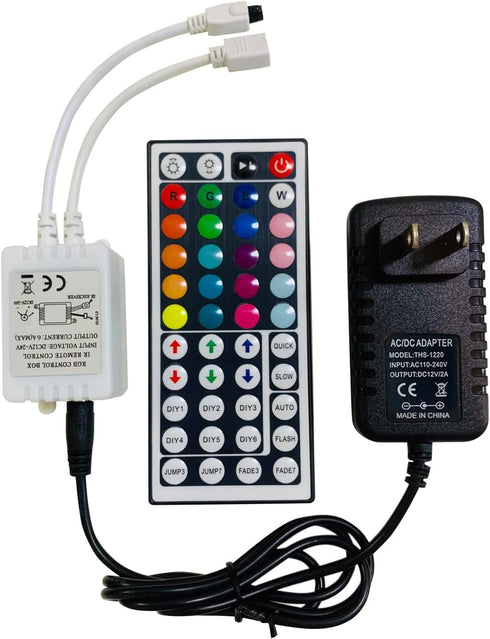 LED Light Remote Controller IR Receiver Adapter Set, DC 12V 2A Power Supply Plug for Strip Lights