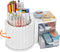 LETURE Rotating Office Desk Organizers with 2 Drawers, Pencil Pen Marker Holder for Home, Art Supplies (White)