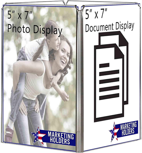 Marketing Holders 4 Pack 5" 7" Sign Holder x Tabletop Menu Ad Display Frame Clear Acrylic Table Tent Stand Four Sided