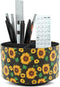 Hennaja Round Leather Art Supply Organizer, 360 Degree Rotating Remote Control Holder, Multi-Functional Pencil Holder