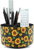 Hennaja Round Leather Art Supply Organizer, 360 Degree Rotating Remote Control Holder, Multi-Functional Pencil Holder